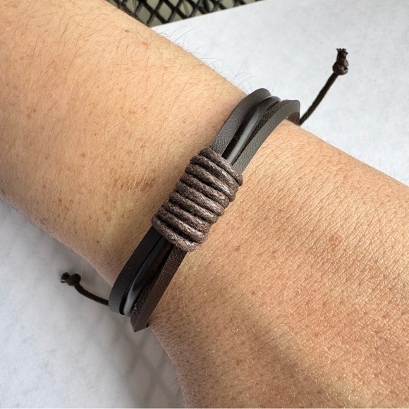 Other - Brown Faux Leather Wrap Bracelet